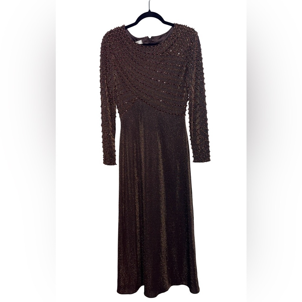Vintage Vie Victoria Royal of Hong Kong 1960s Brown Dress Size 6 P2P 19" - Picture 3 of 7